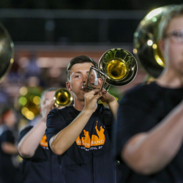 Haltime marching band performance during the homecoming game