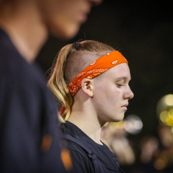 Haltime marching band performance during the homecoming game