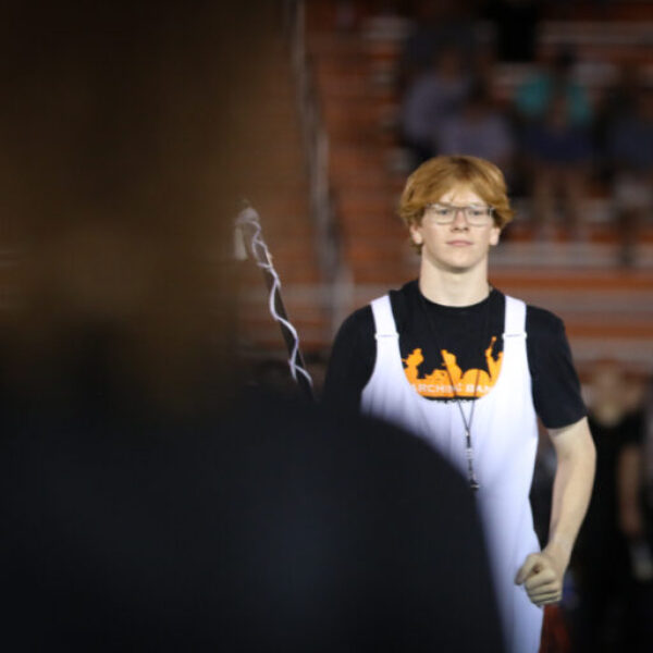 Haltime marching band performance during the homecoming game