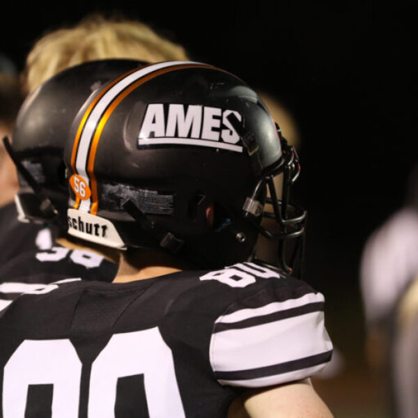 Football players during the homecoming game.