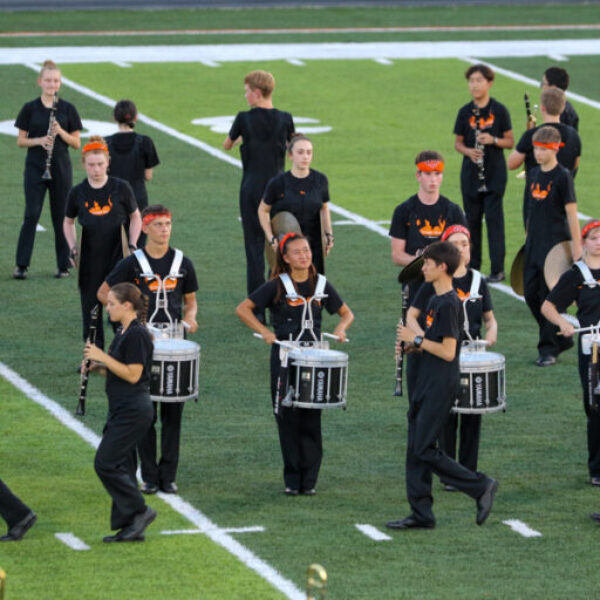 Marching band playing during the homecoming game