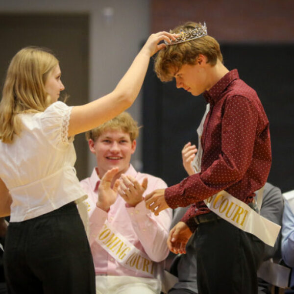 Homecoming prince being crowned