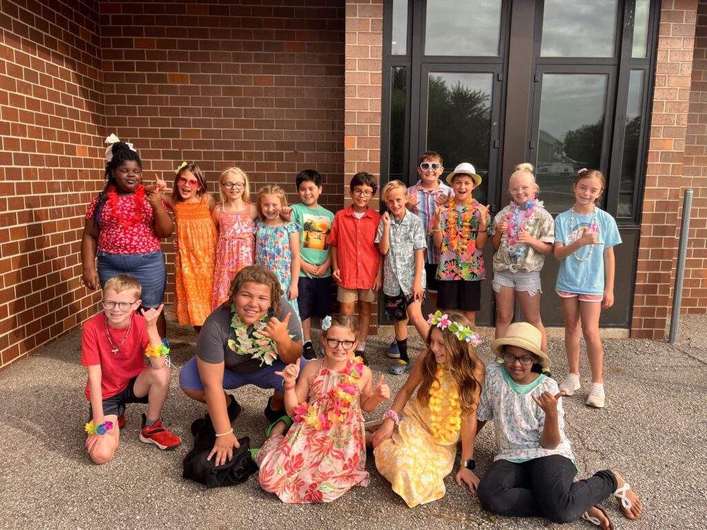 Students dressed up for Hawaii Day